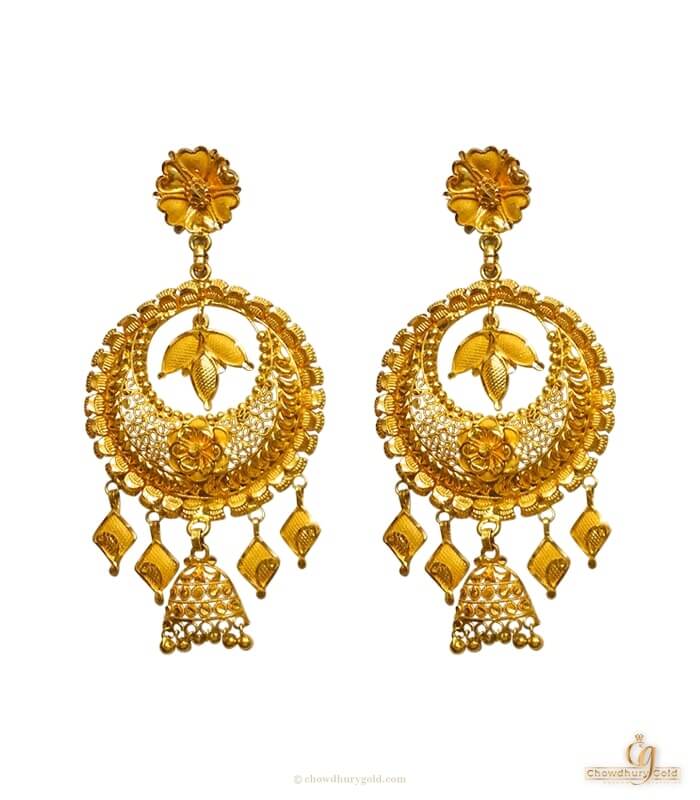 Exquisite Traditional Gold Jhumka Earrings – 21K Gold (Handcrafted Design)